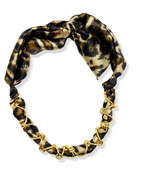 Chained Leopard Scarf Necklace
