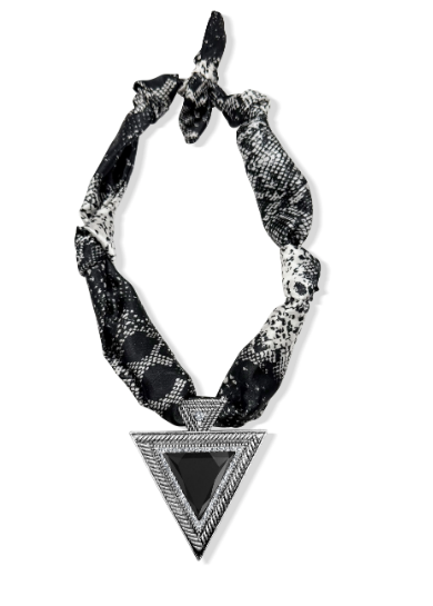 Oversized Triangle Snake Print Scarf Necklace