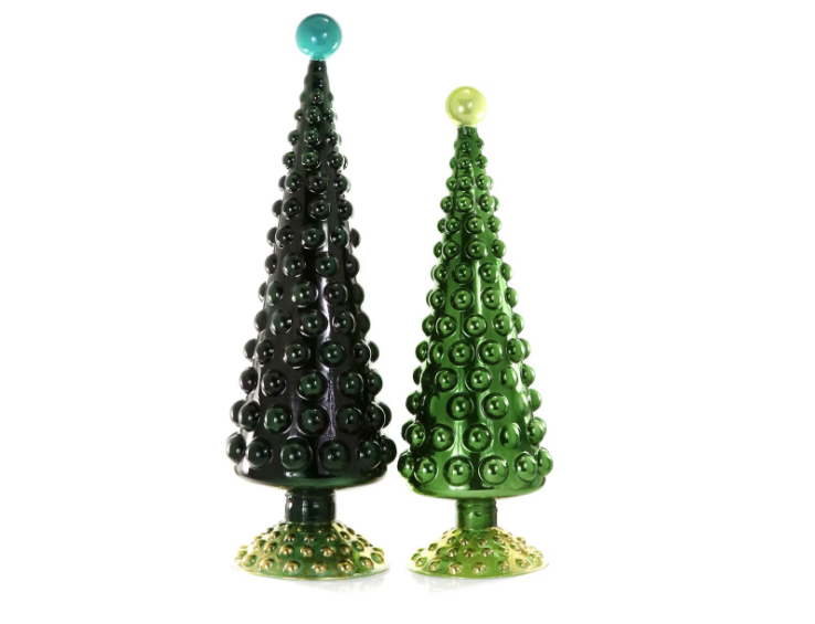 LARGE HOBNAIL TREES-GREEN SET/2
