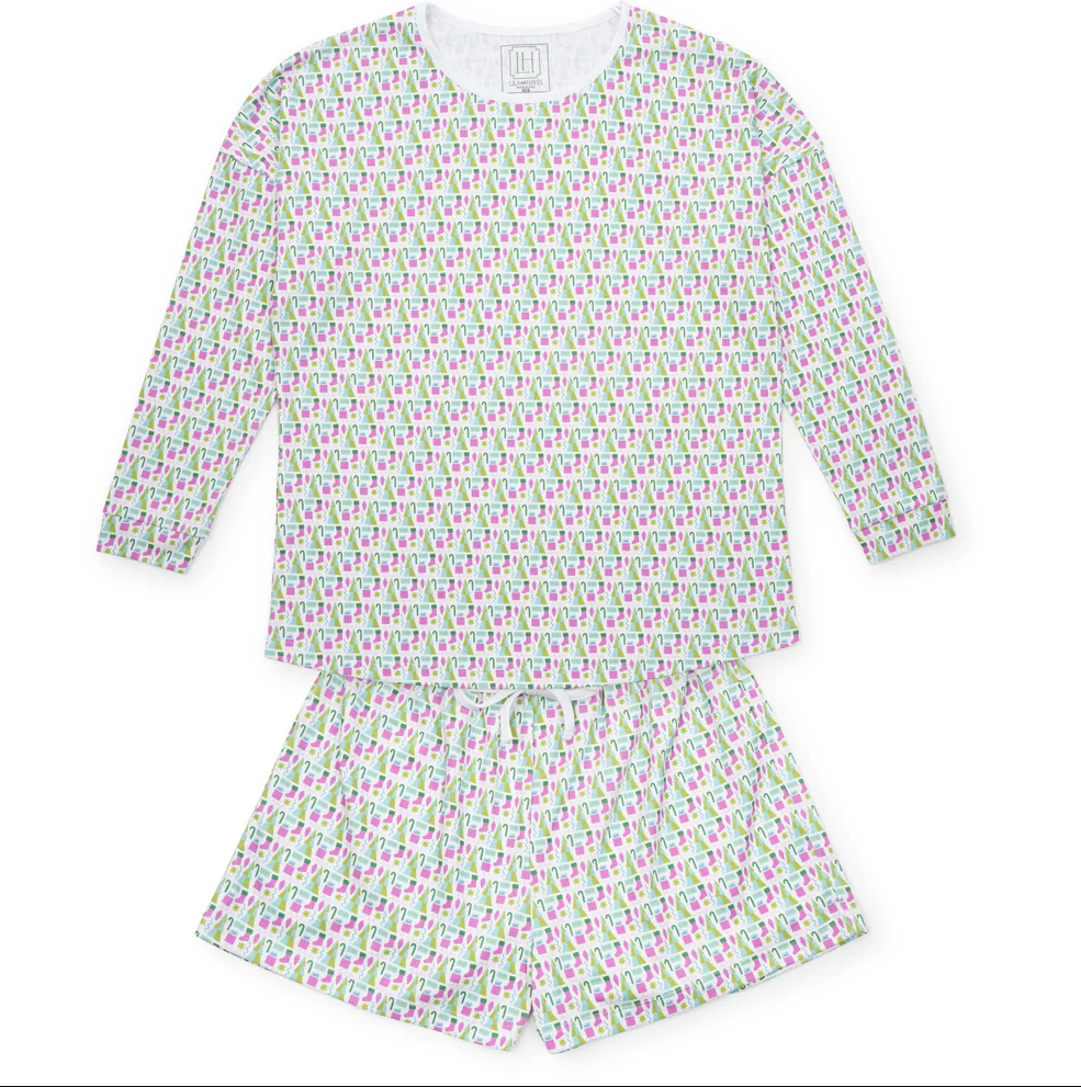 ANNA WOMEN'S LONGSLEEVE SHORT SET - MOD HOLIDAY PINK