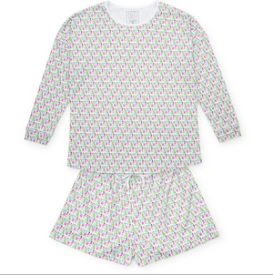 ANNA WOMEN'S LONGSLEEVE SHORT SET - MOD HOLIDAY PINK