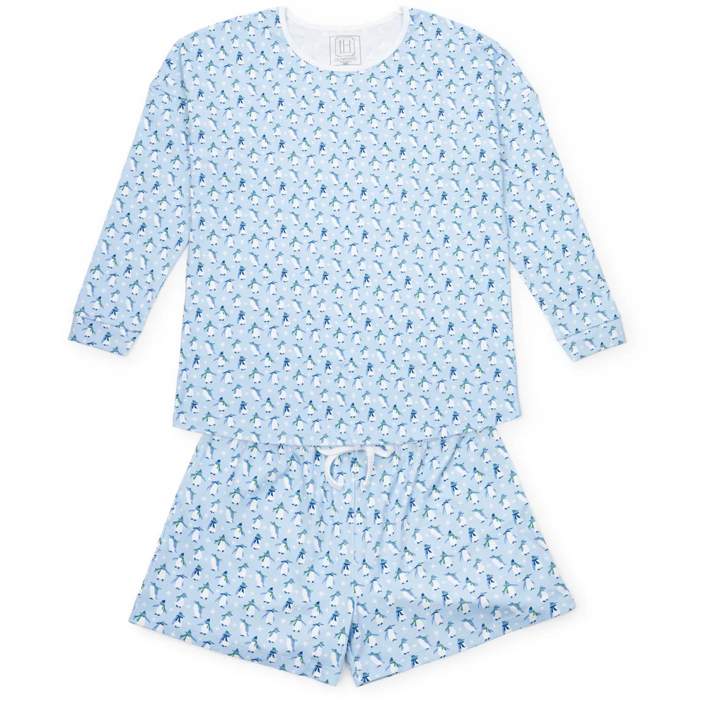 ANNA WOMEN'S LONGSLEEVE SHORT SET - PENGUIN PARTY BLUE