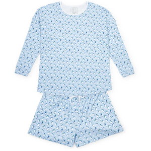 ANNA WOMEN'S LONGSLEEVE SHORT SET - PENGUIN PARTY BLUE