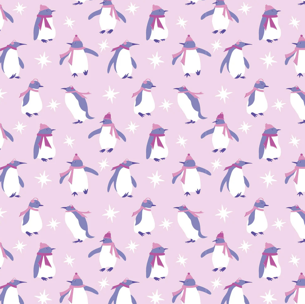 AUDREY WOMEN'S LONGSLEEVE TOP PANT SET - PENGUIN PARTY PINK