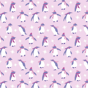 AUDREY WOMEN'S LONGSLEEVE TOP PANT SET - PENGUIN PARTY PINK