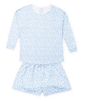ANNA WOMEN'S LONGSLEEVE SHORT SET - CONFETTI HEARTS BLUE
