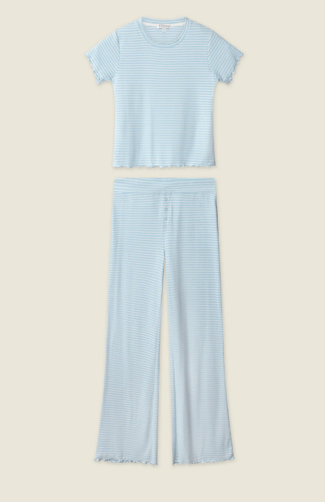 Sweet Stripes Morning Blue Long Lounge Set