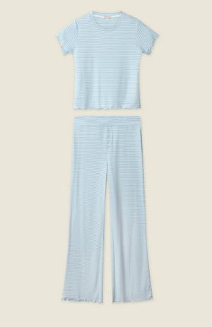 Sweet Stripes Morning Blue Long Lounge Set