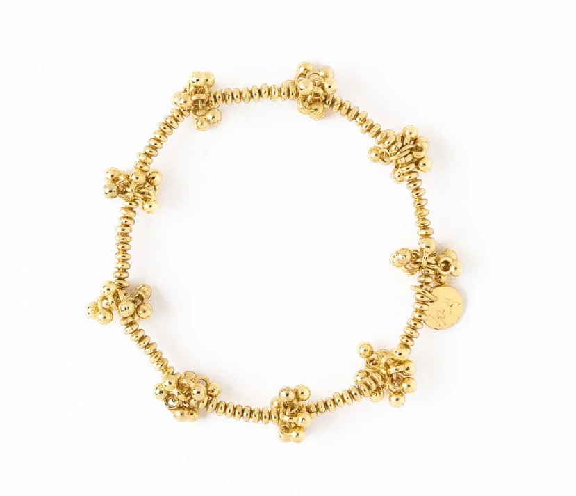 KATE BRASS CLUSTER BEADS STRETCH BRACELET