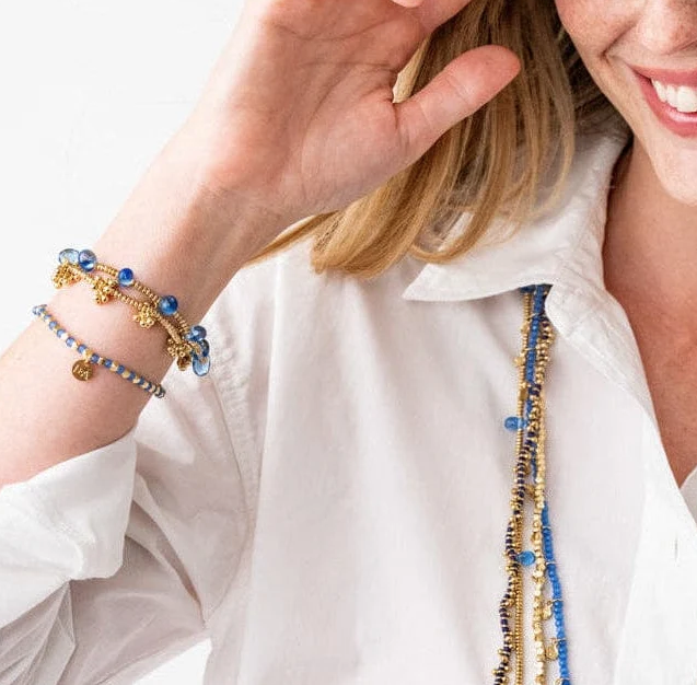 KATE BRASS CLUSTER BEADS STRETCH BRACELET