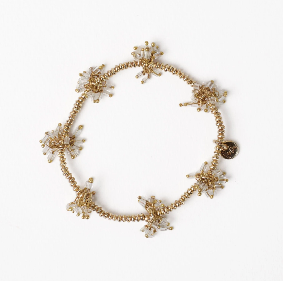 KATE GLASS CLUSTER BEADS STRETCH BRACELET CLEAR