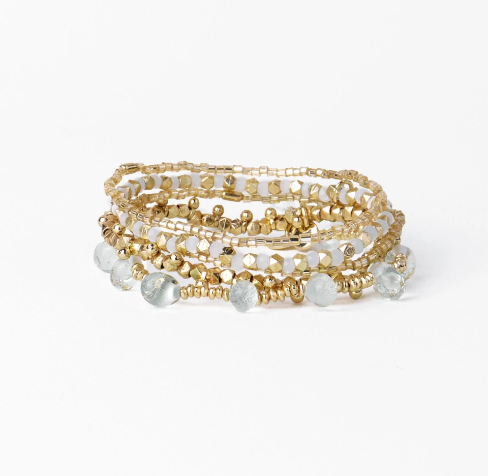 ELLA BRACELET STACK OF 5 CLEAR + GOLD