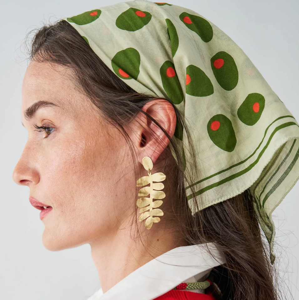 HARLEE LEAF DROP EARRINGS BRASS