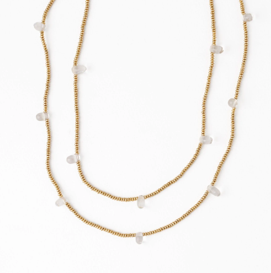 PORTIA BRASS NECKLACE WITH GLASS BEADS CLEAR
