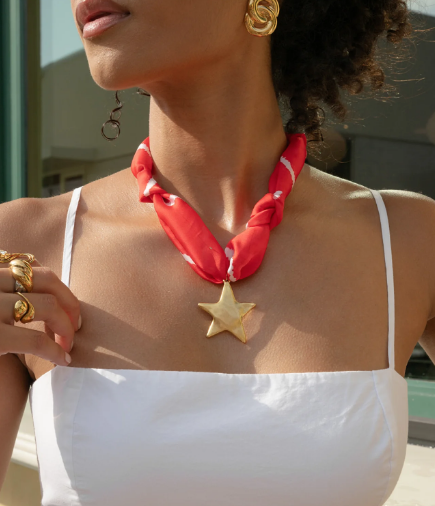 Red Stripes Star Scarf Necklace