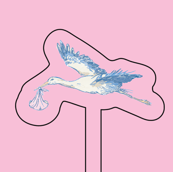 WS - Pink Stork Acrylic Stir Stick