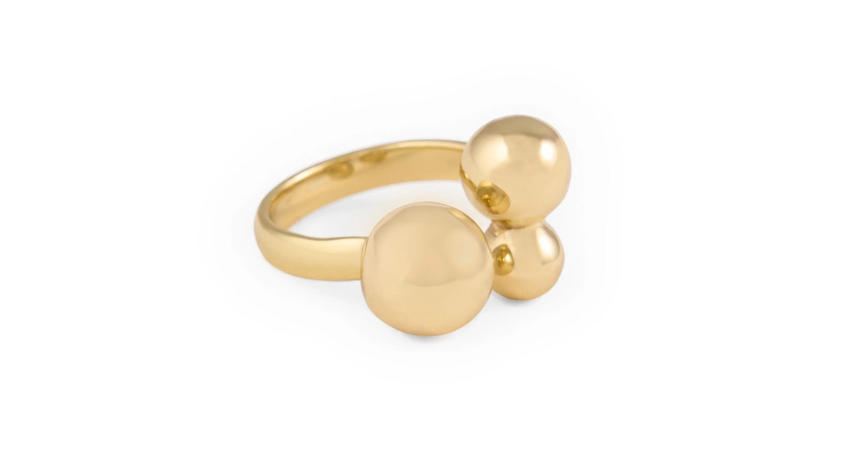 Jane Open Wrap Triple Bubble Adjustable Ring Brass
