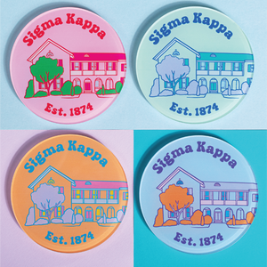 Sorority Acrylic Popart Coasters (Set of 4 - University of Alabama Houses)