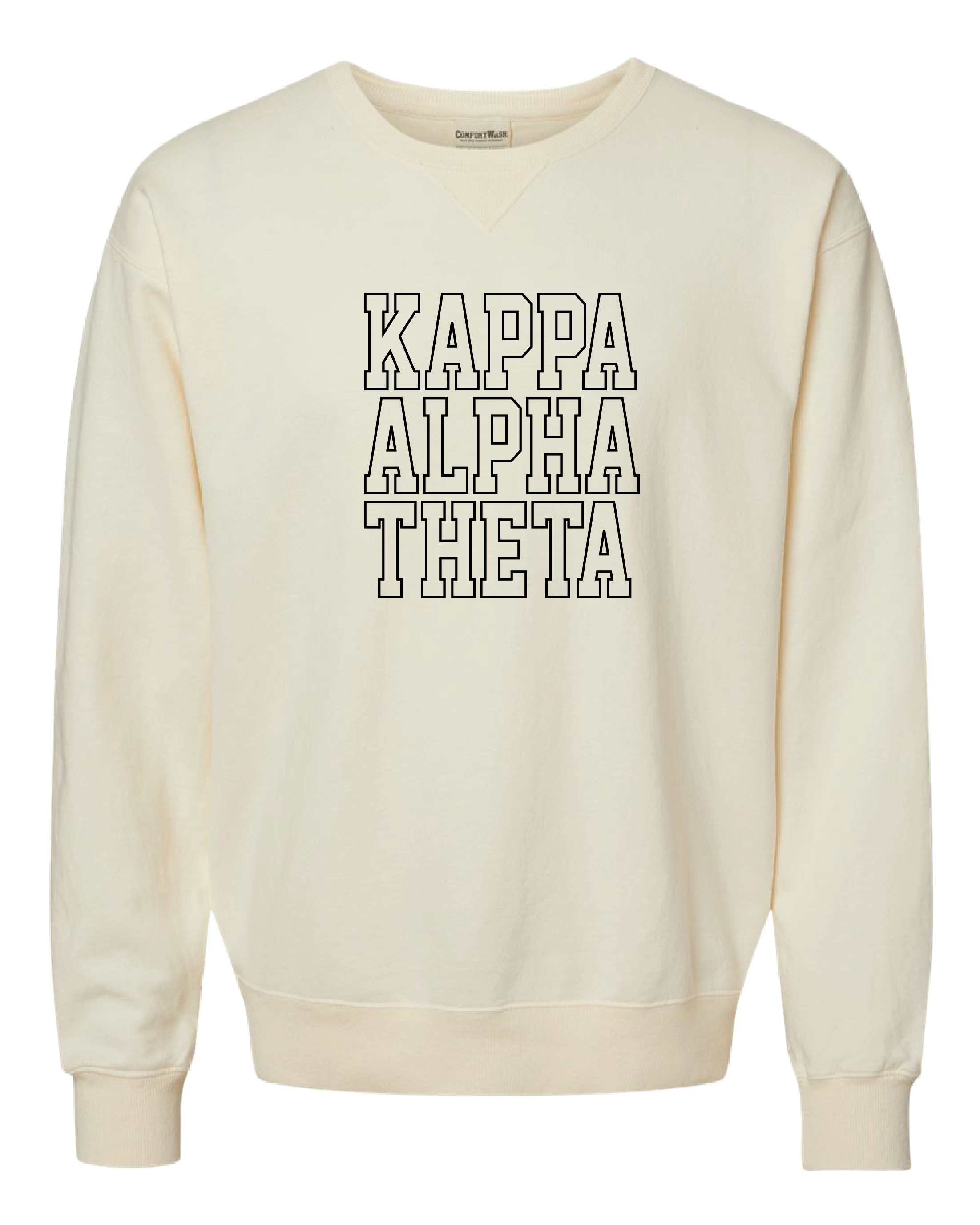 Theta Block Letter Embroidered Crewneck