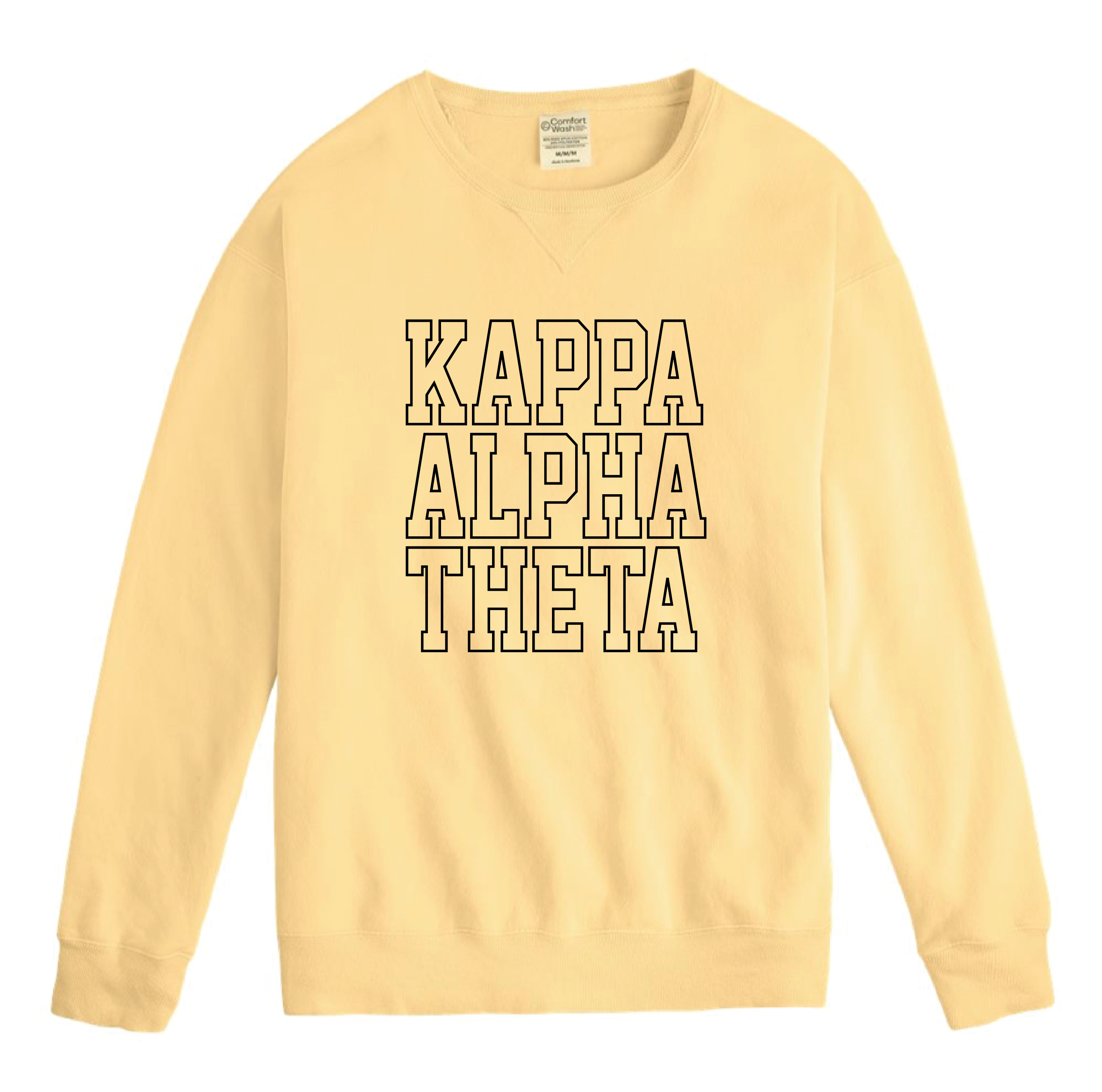 Theta Block Letter Embroidered Crewneck