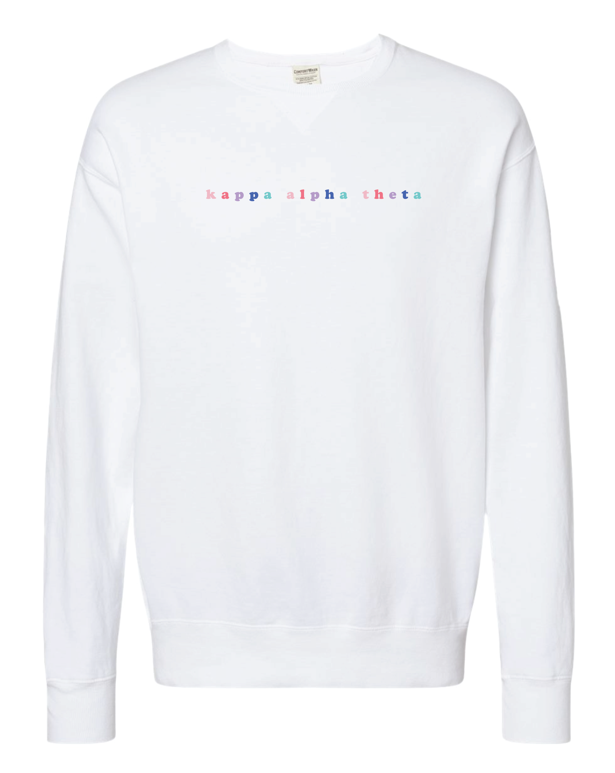 Theta Bubble Letter Rainbow Crewneck