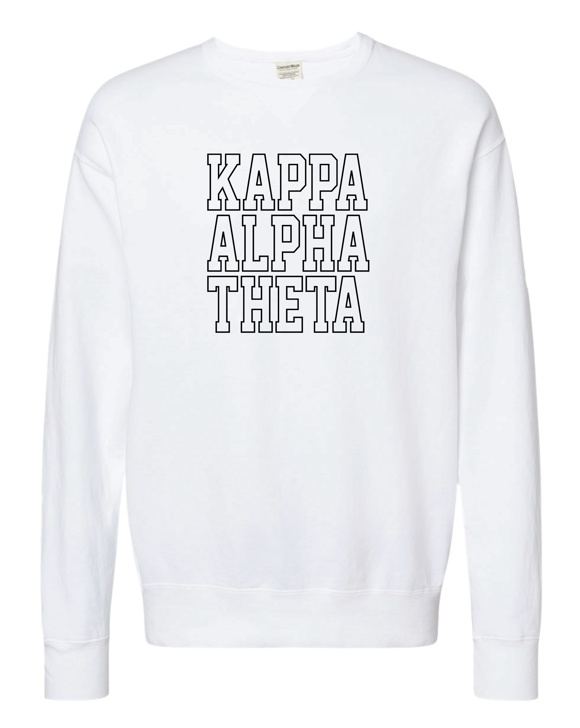 Theta Block Letter Embroidered Crewneck