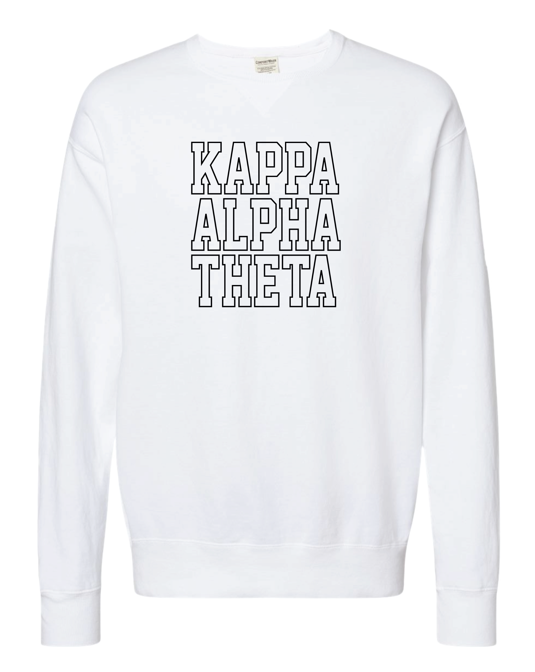 Theta Block Letter Embroidered Crewneck