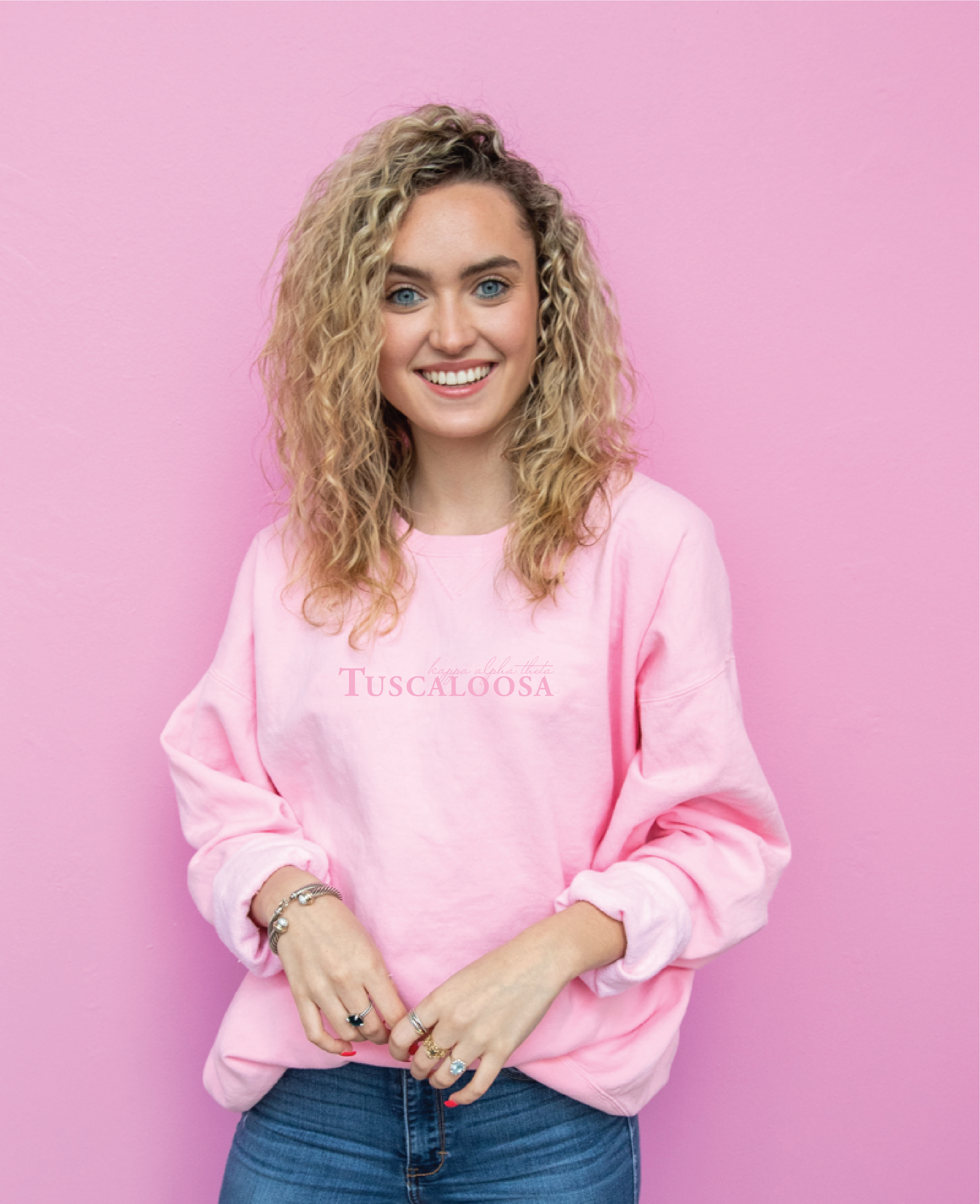 Theta Tuscaloosa Tonal Embroidered Crewneck