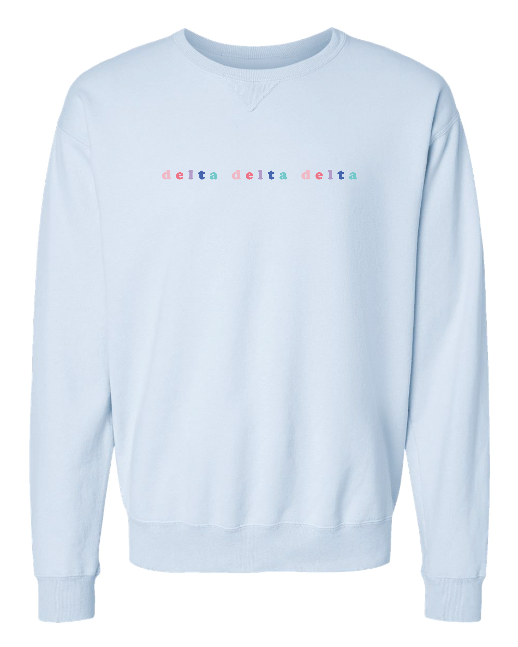 Tri Delt Bubble Letter Rainbow Crewneck