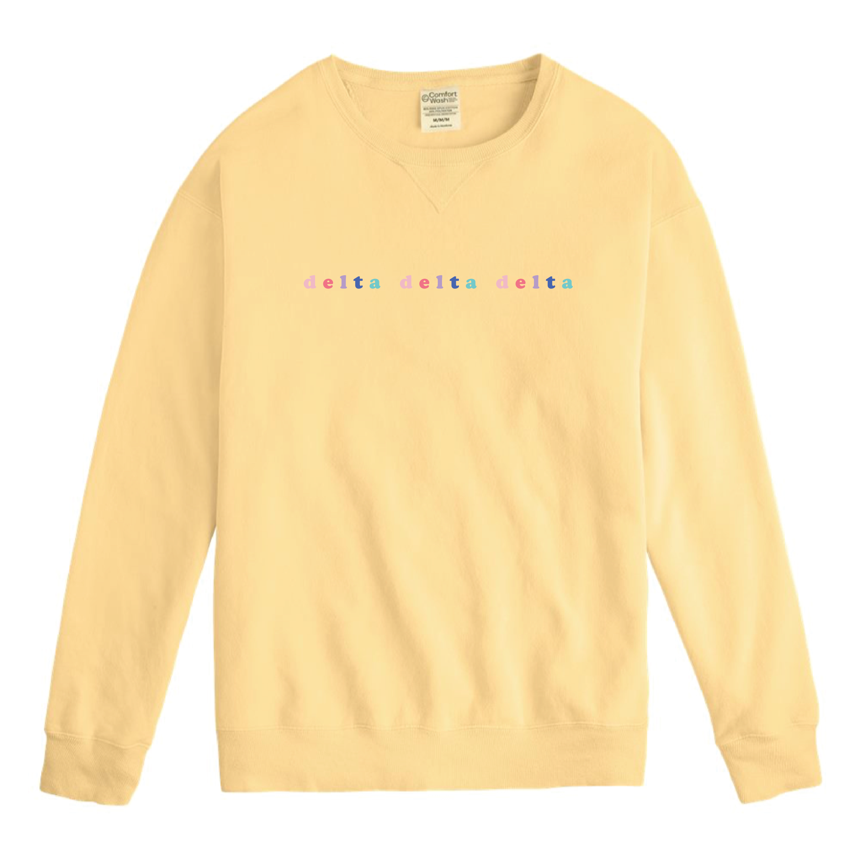 Tri Delt Bubble Letter Rainbow Crewneck