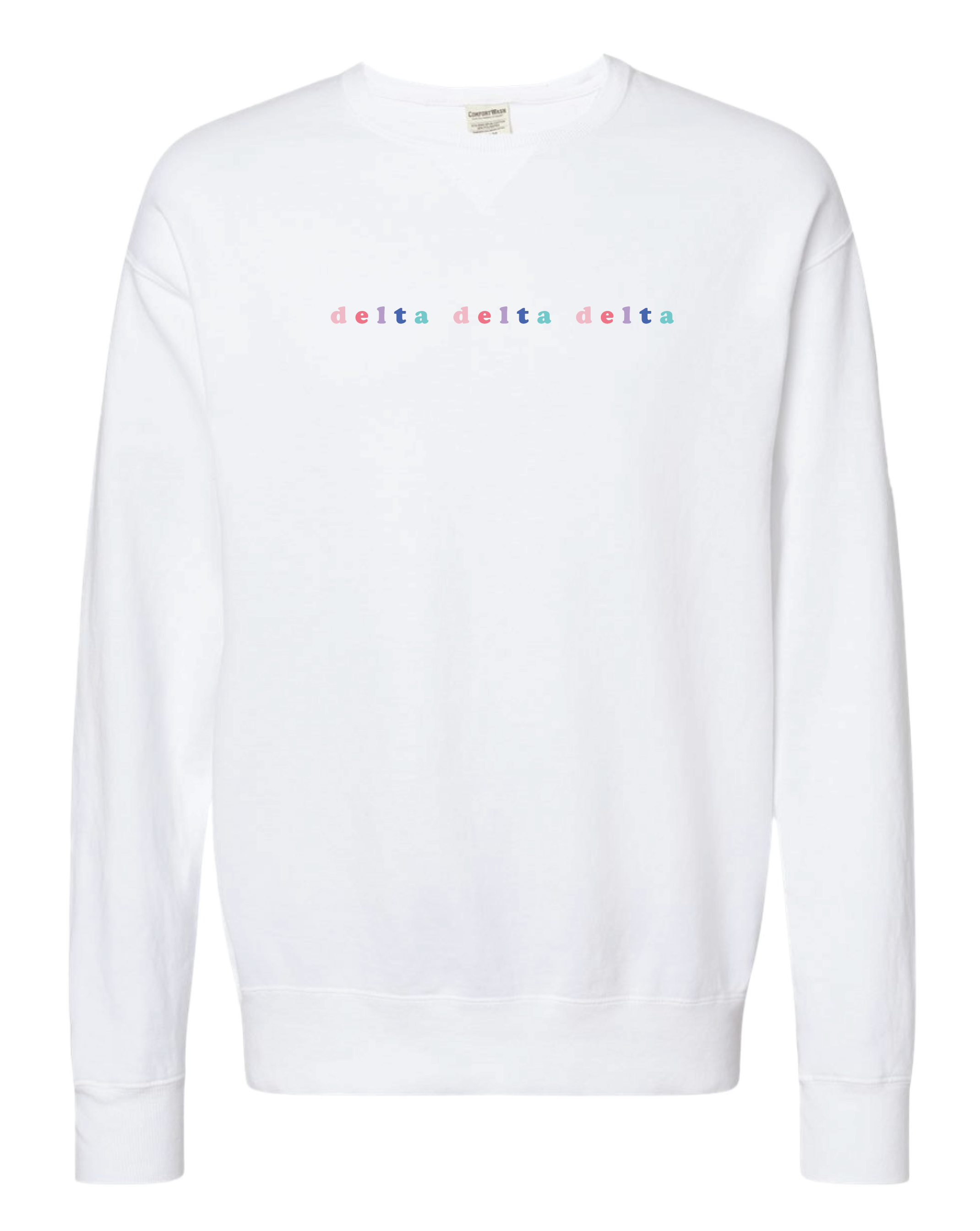 Tri Delt Bubble Letter Rainbow Crewneck