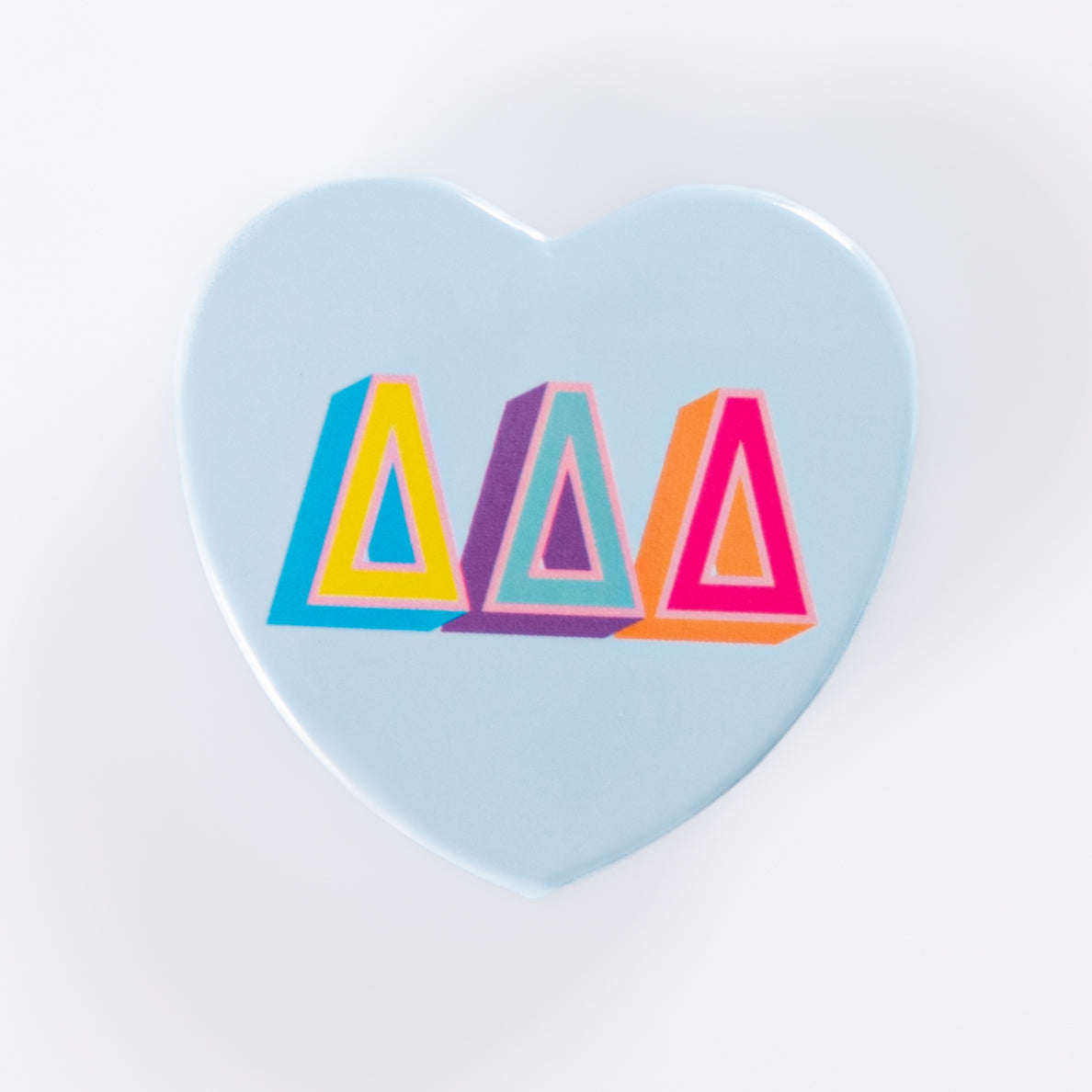 Delta Delta Delta Block Print Heart Button