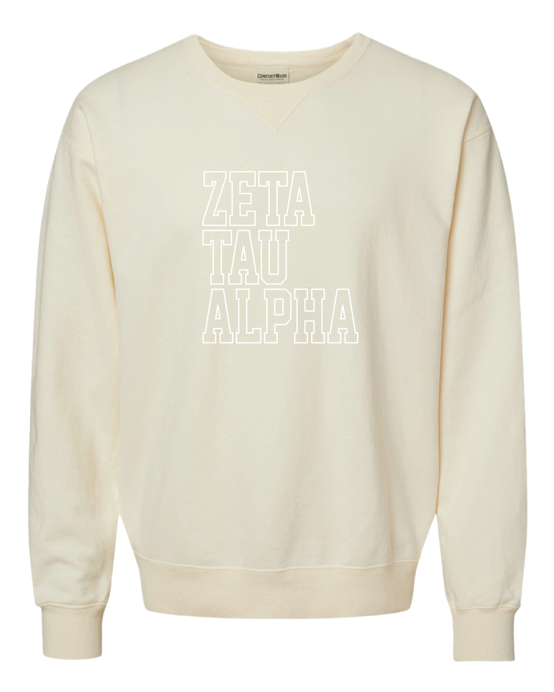 Zeta Block Letter Embroidered Crewneck
