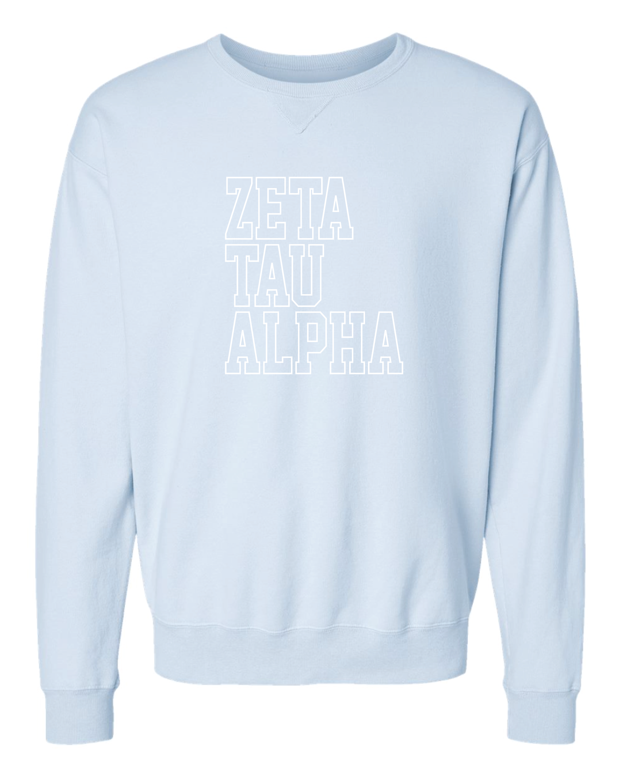 Zeta Block Letter Embroidered Crewneck