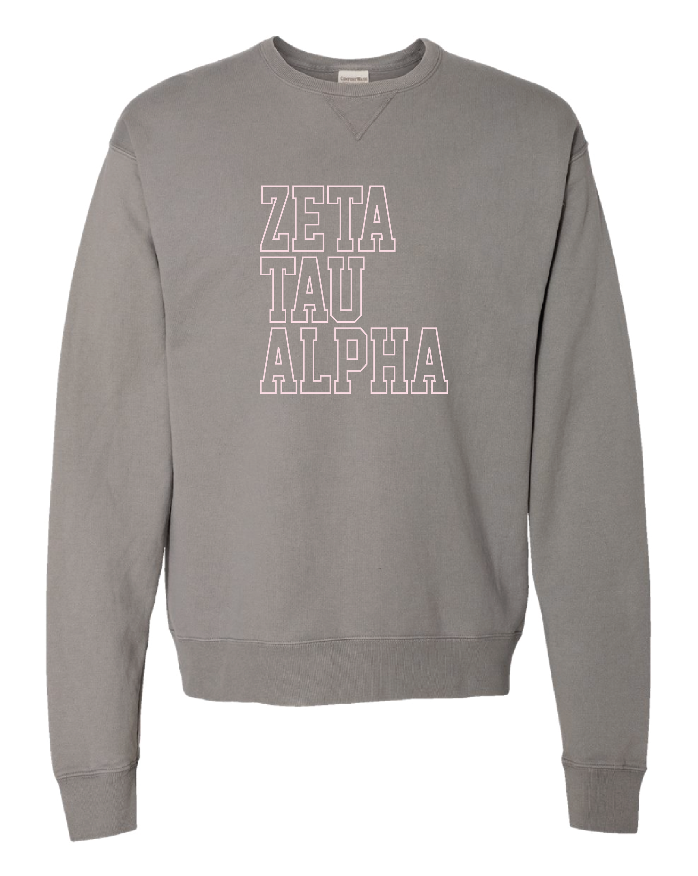 Zeta Block Letter Embroidered Crewneck