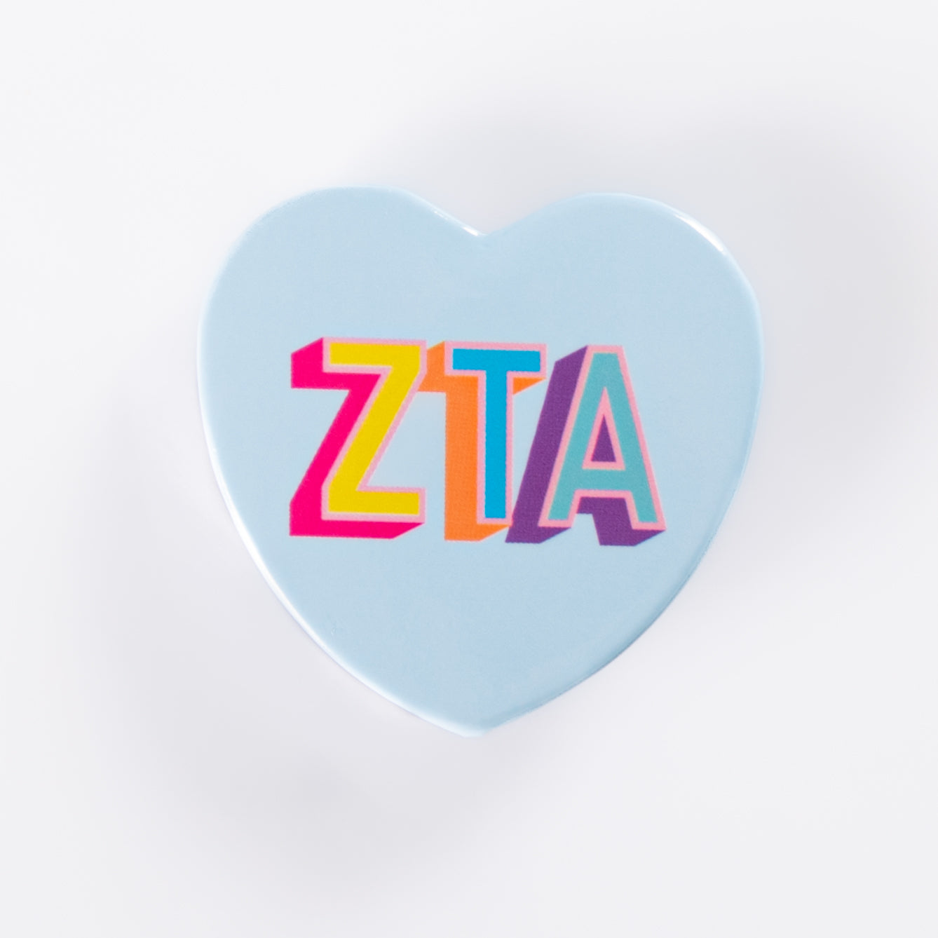 Zeta Tau Alpha Print Heart Button
