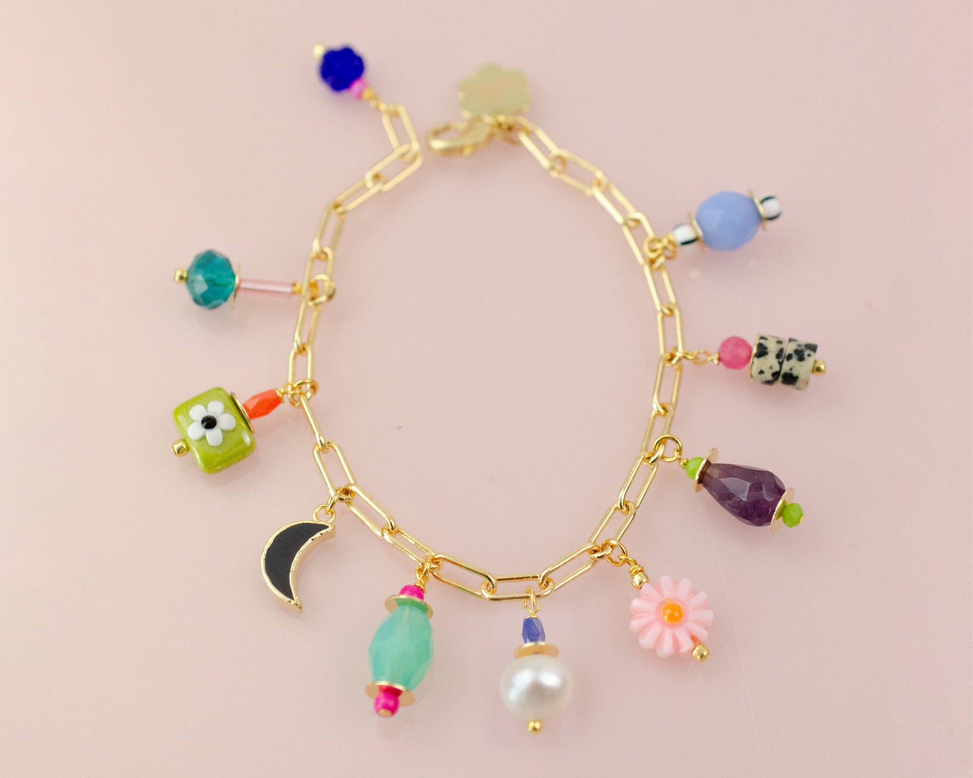 Colorful Pearl Charm Bracelet