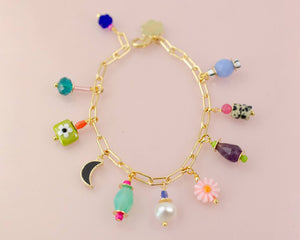 Colorful Pearl Charm Bracelet