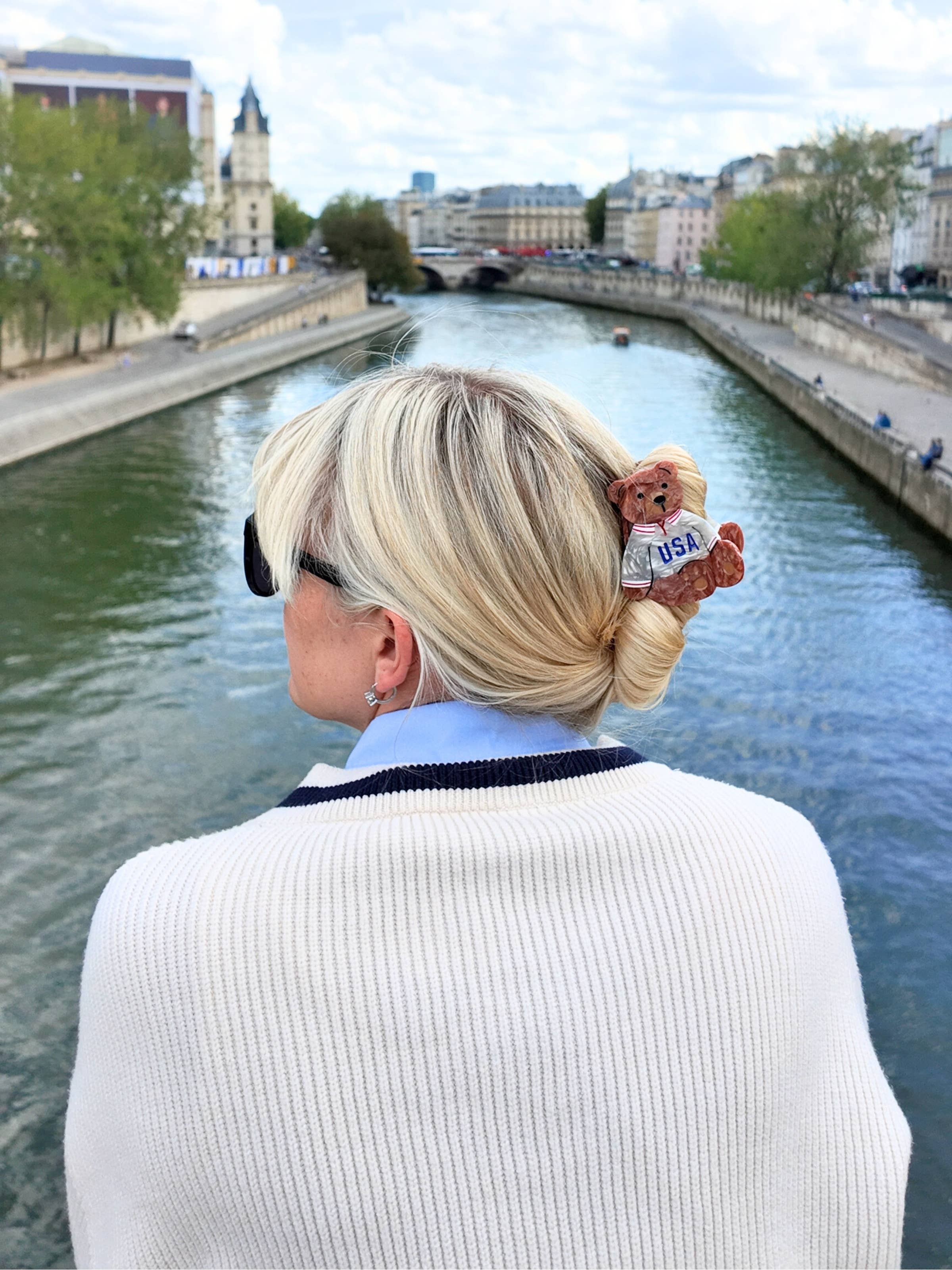 Hand-painted USA Teddy Claw Hair Clip | Eco-Friendly