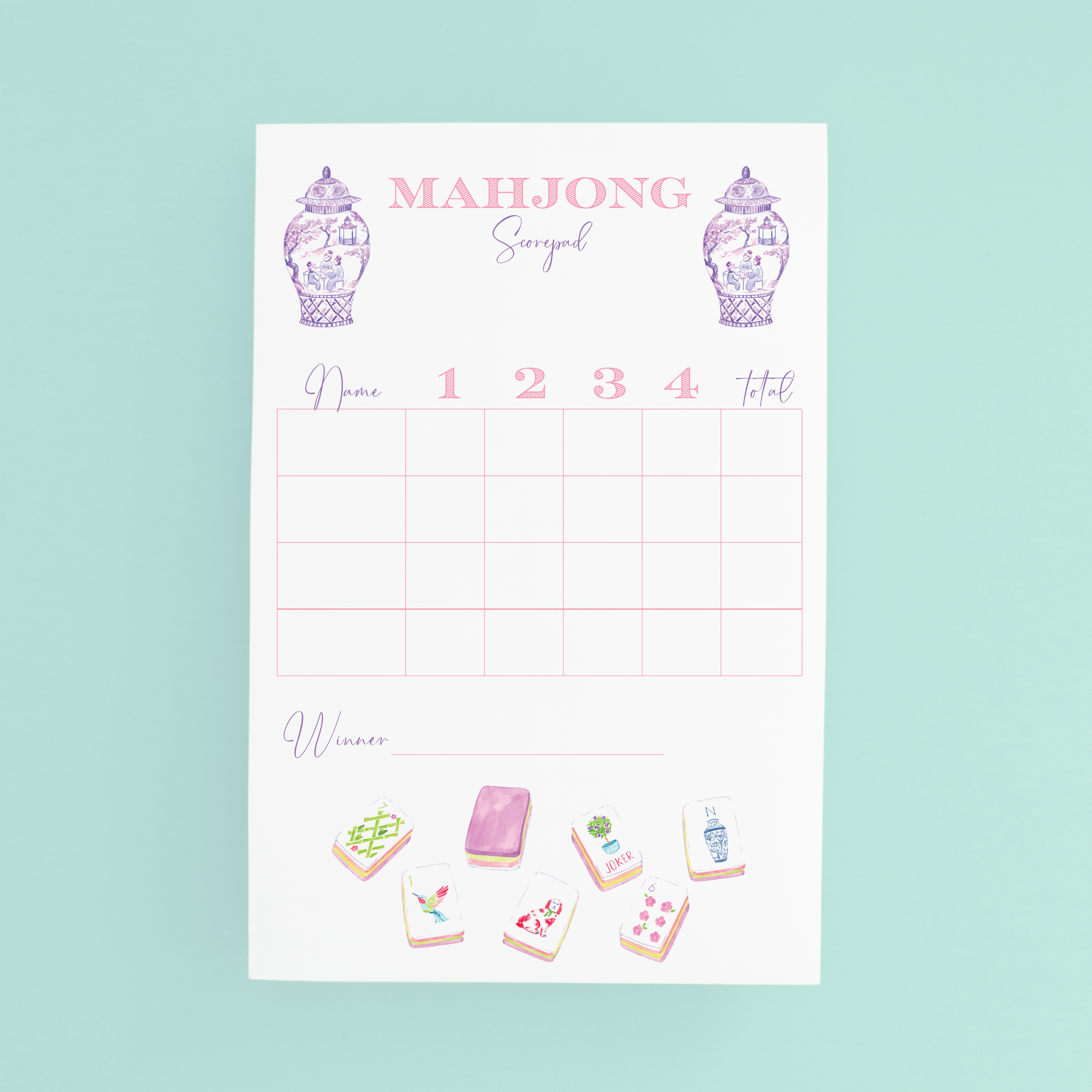 Mahjong Scorecard Pad - Taylor Tiles