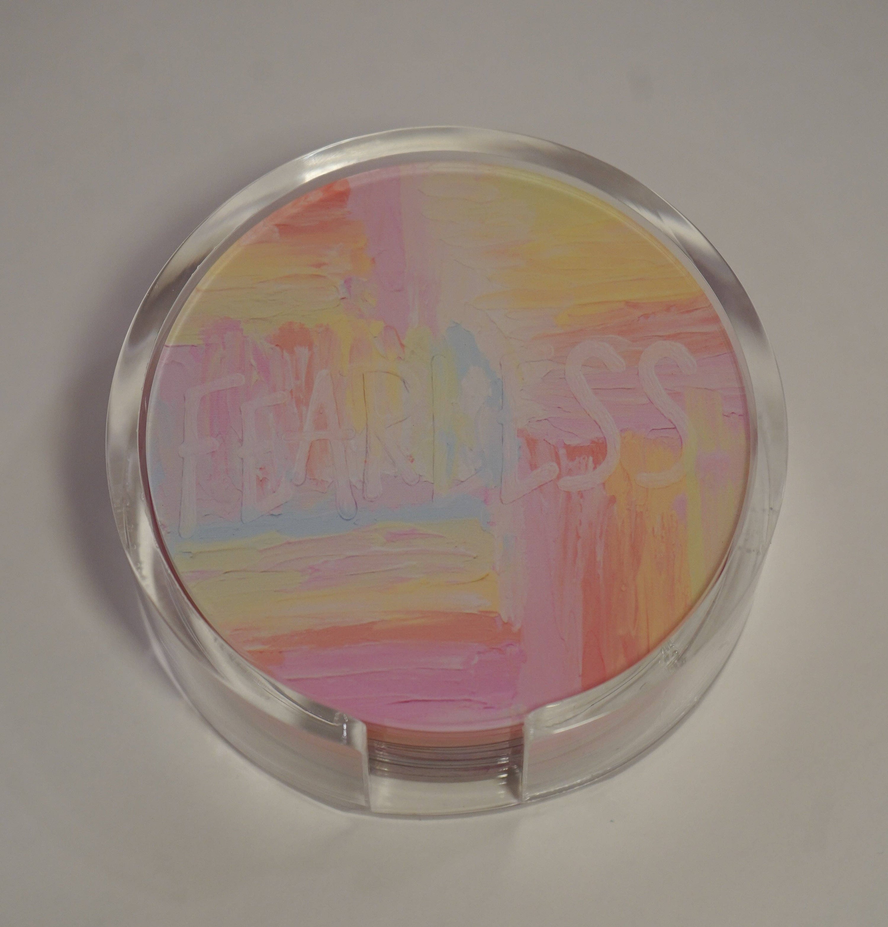 Gold WS Set of 4 Fearless Coaster- Joy in Motion Print
