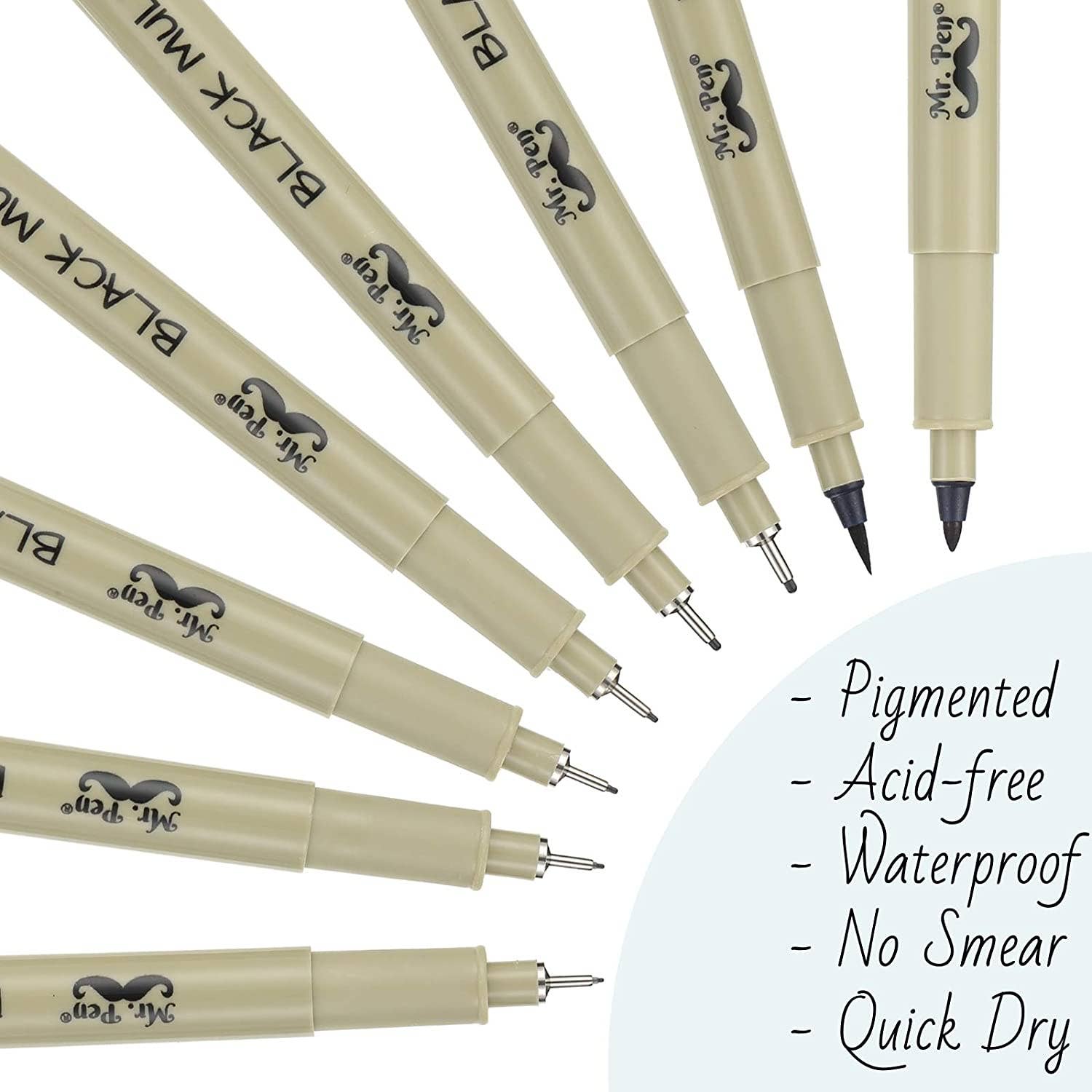 Mr. Pen Black Multiliner Drawing Pens - 8 Pack