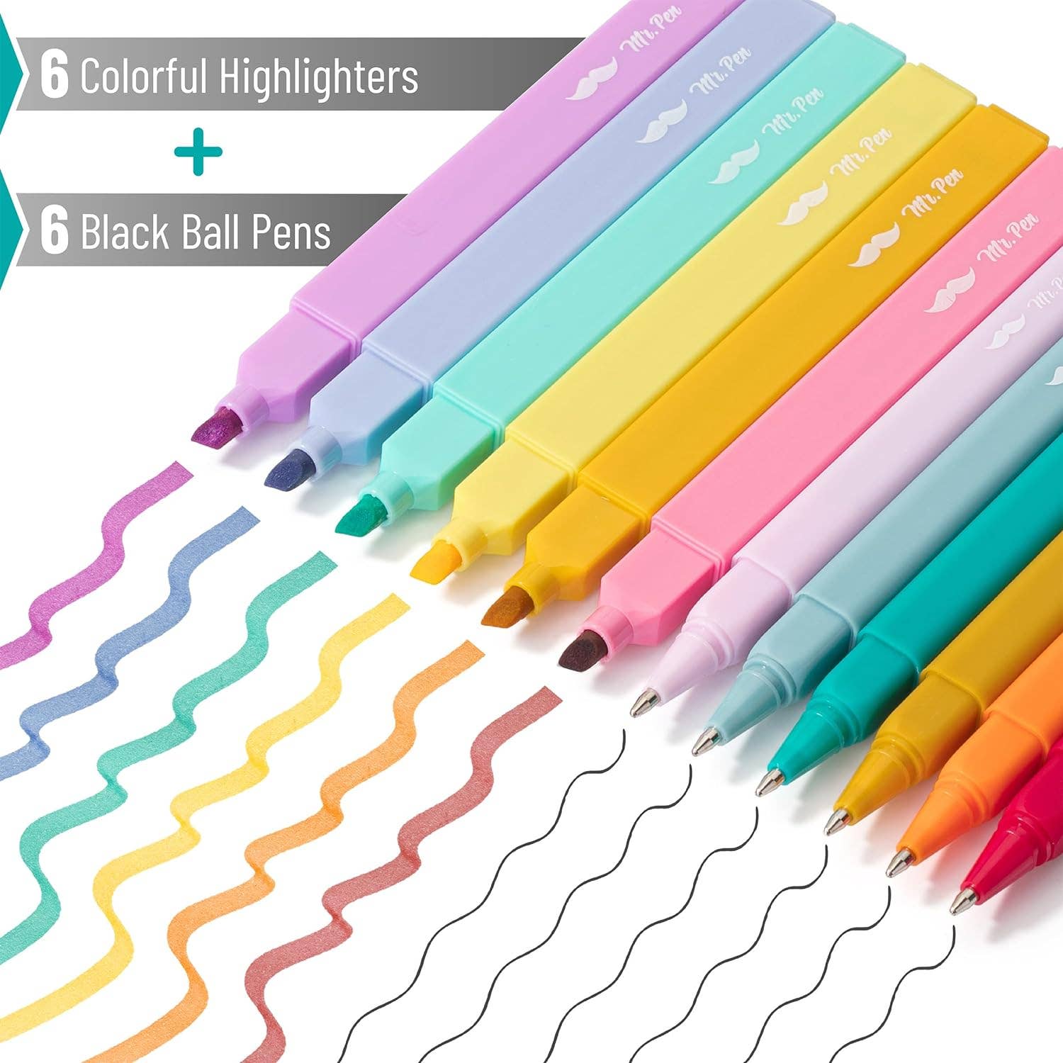 Mr. Pen Aesthetic Highlighters & Pens - 12 Pack