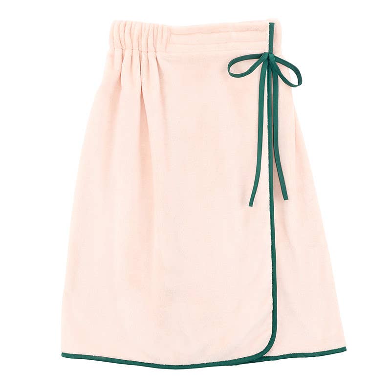 Spa Wrap - Light Pink + Green  Bow: One Size Fits Most