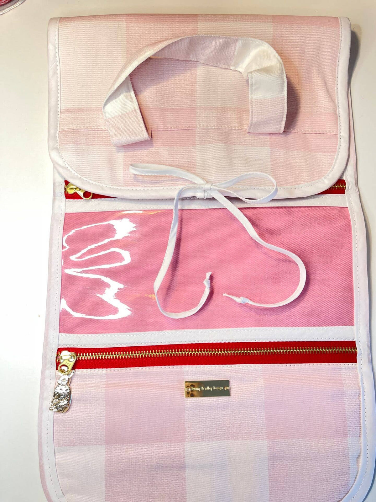 The Jules Jewelry Roll - Pretty in Pink Gingham: Blue Garden
