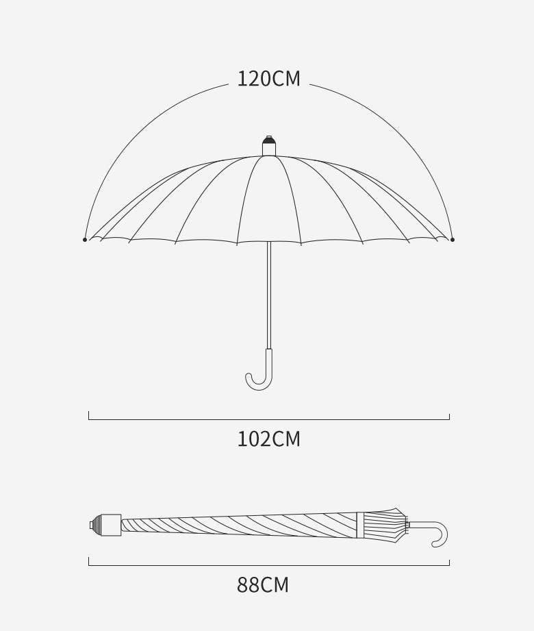 Elegant Long Stick Umbrella with  Extendable Cover: Black