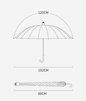 Elegant Long Stick Umbrella with  Extendable Cover: Black