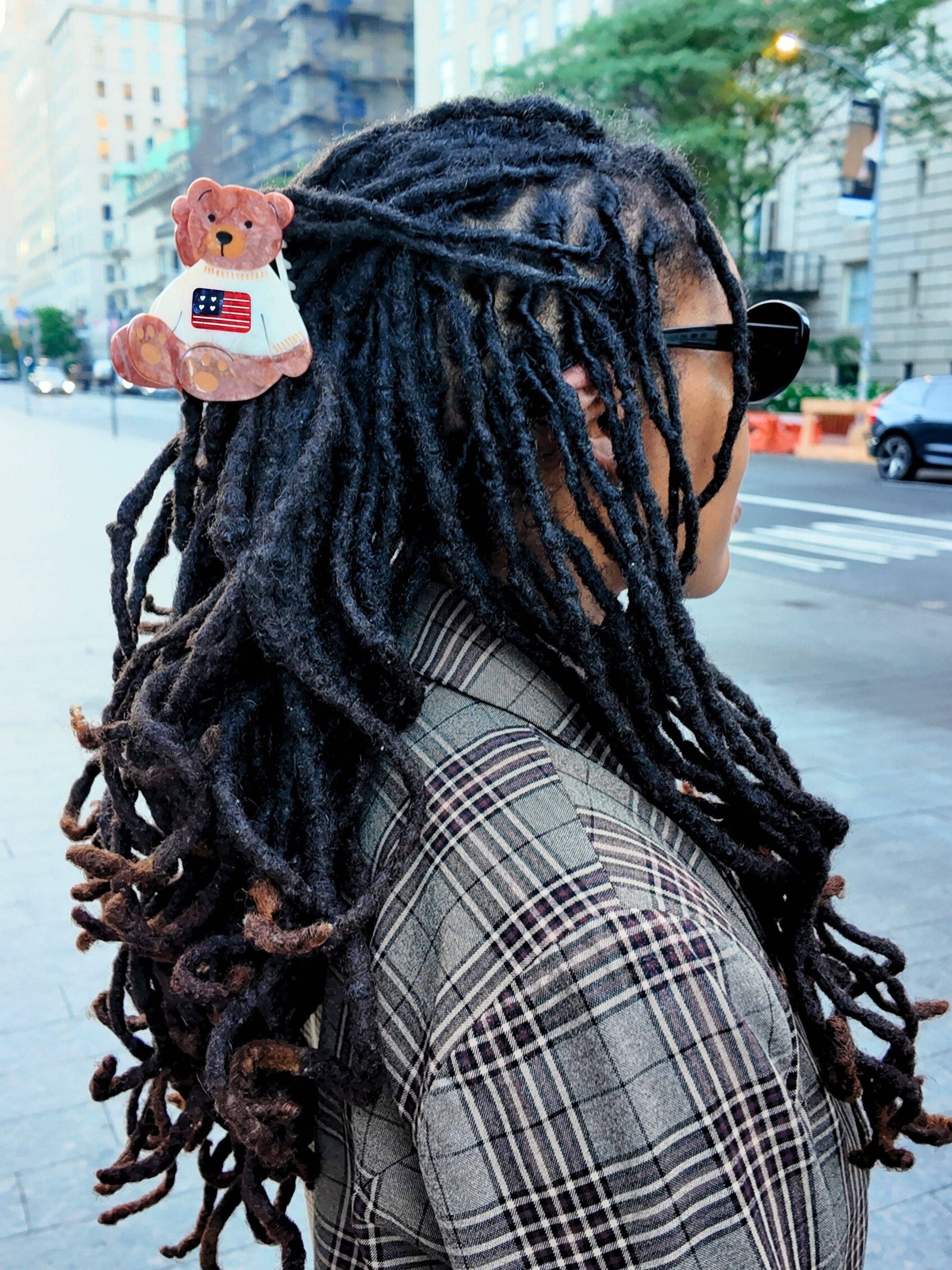 Hand-painted Americana Teddy Bear Claw Hair Clip | Eco-Friendly