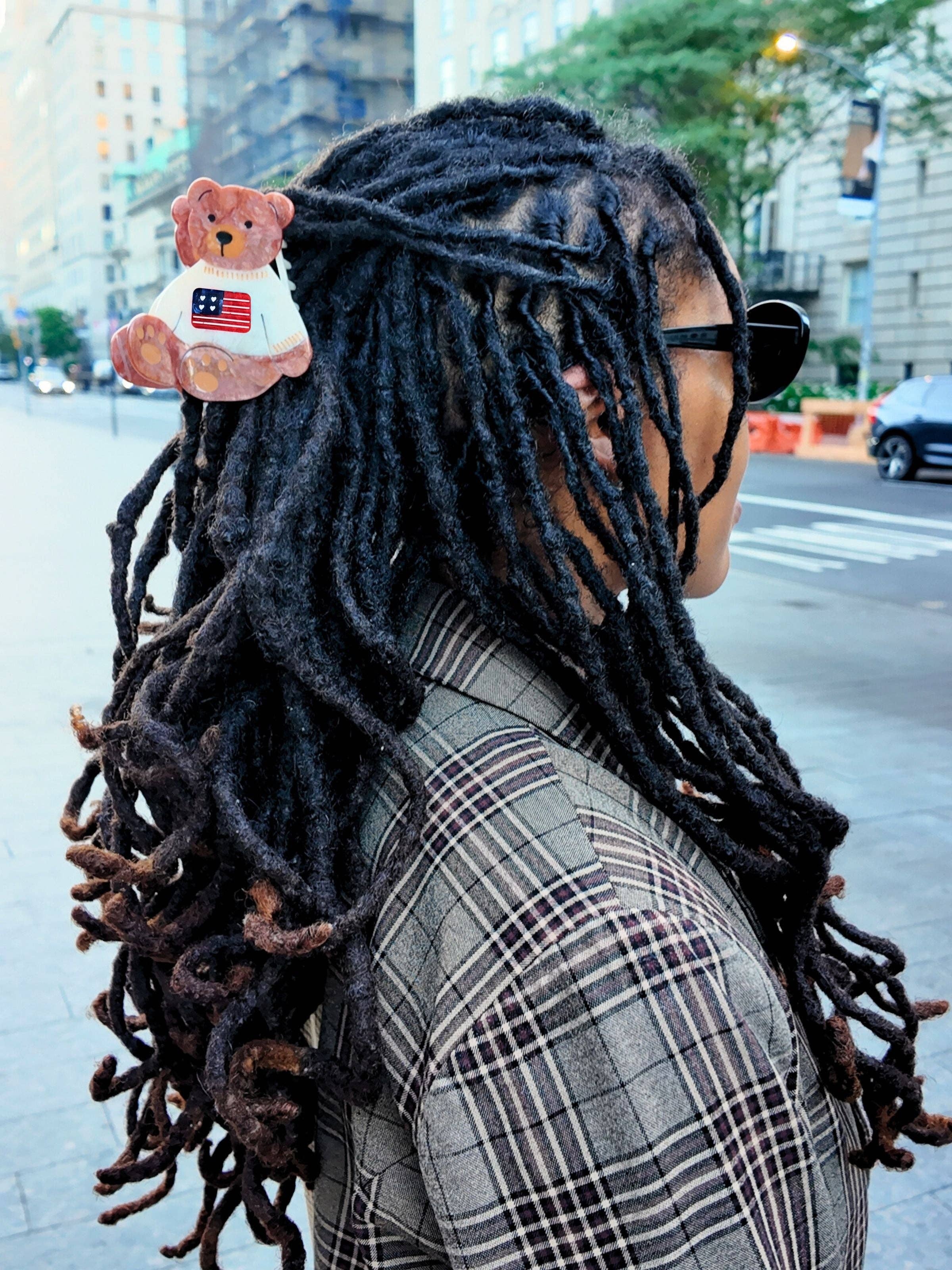 Hand-painted Americana Teddy Bear Claw Hair Clip | Eco-Friendly