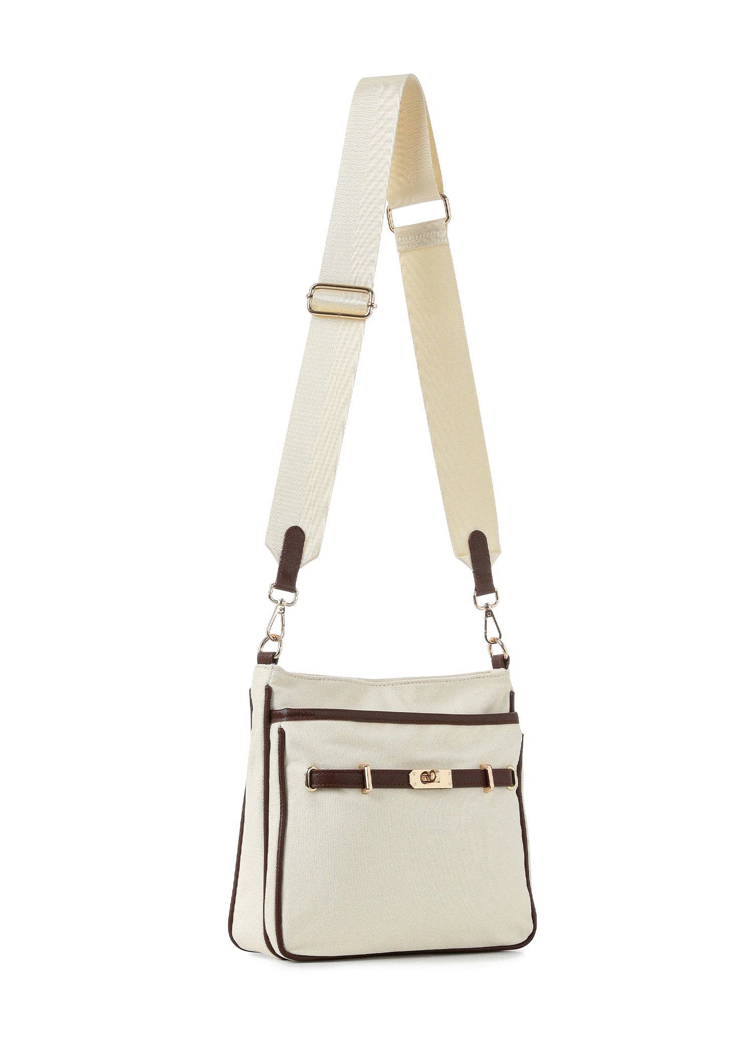Canvas crossbody bag with belt- Kelly Paris Crossbody